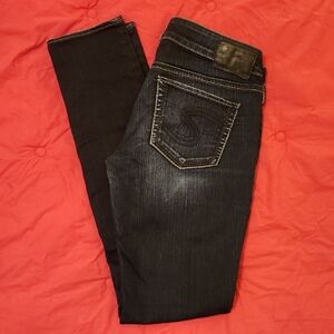 Dark Blue Silver Aiko Skinny Jeans 27x33